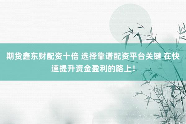 期货鑫东财配资十倍 选择靠谱配资平台关键 在快速提升资金盈利的路上！